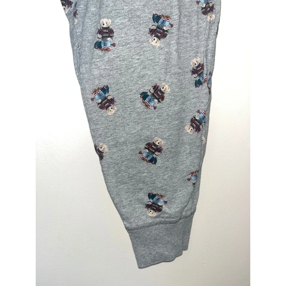 Polo Ralph Lauren Mens Polo Bear All Over Print‎ Jogger Pajama Pants Gray Large